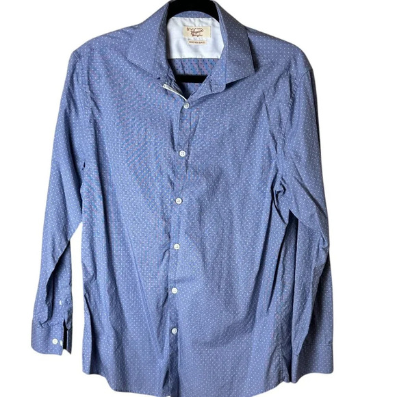 ORIGINAL PENGIUN Heritage Slim Fit Blue Pattern Dress Shirt 15 1/2 32/33 - Picture 1 of 13